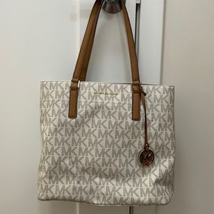 Michael Kors white and brown leather purse